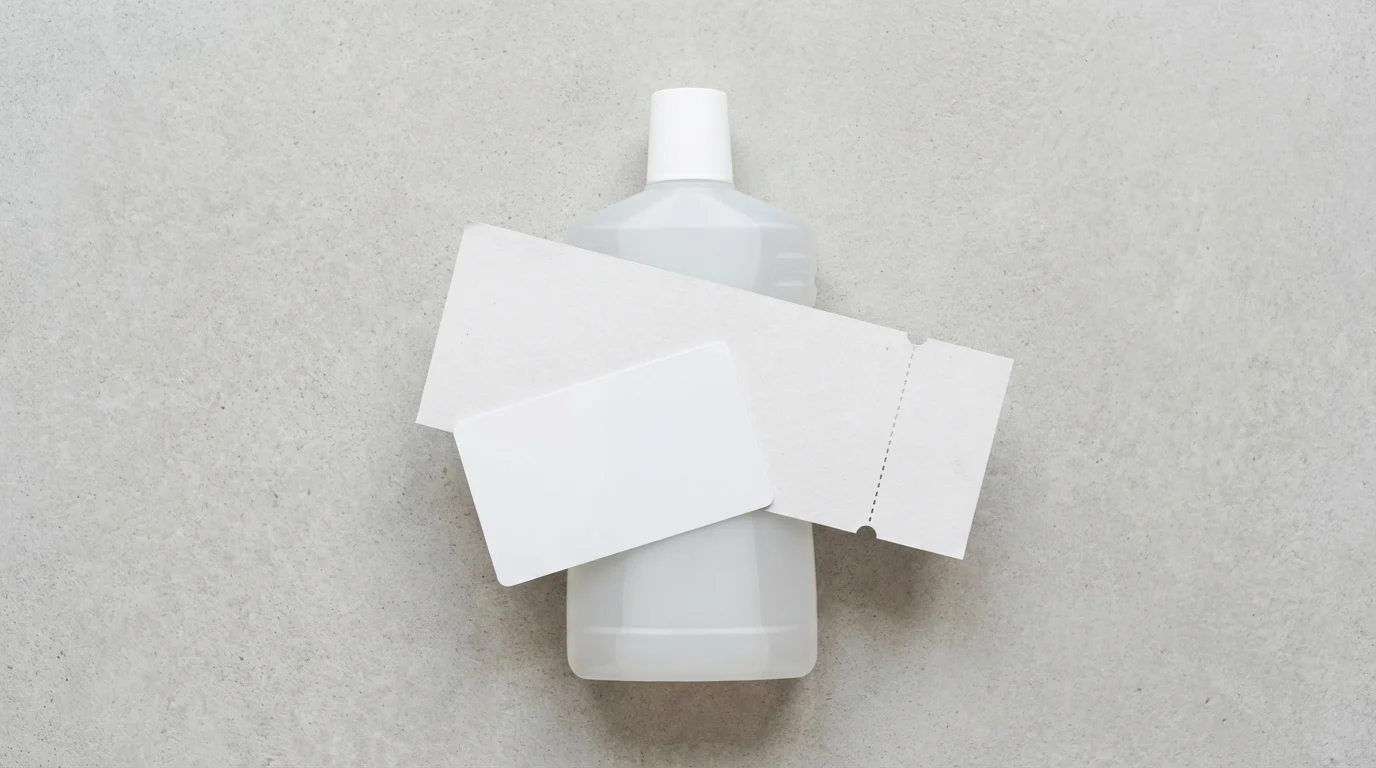 A flat lay of two different blank coupons stacked on a generic product.