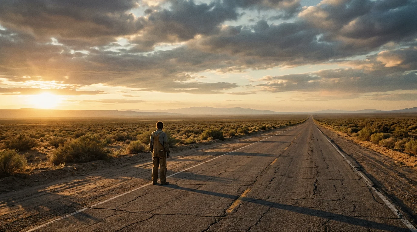 A person stands beside a long, empty road, symbolizing a difficult financial journey ahead.