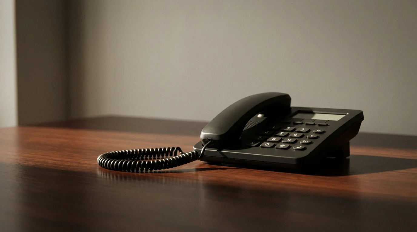 An unplugged black telephone on a desk symbolizing stopping creditor calls during bankruptcy.