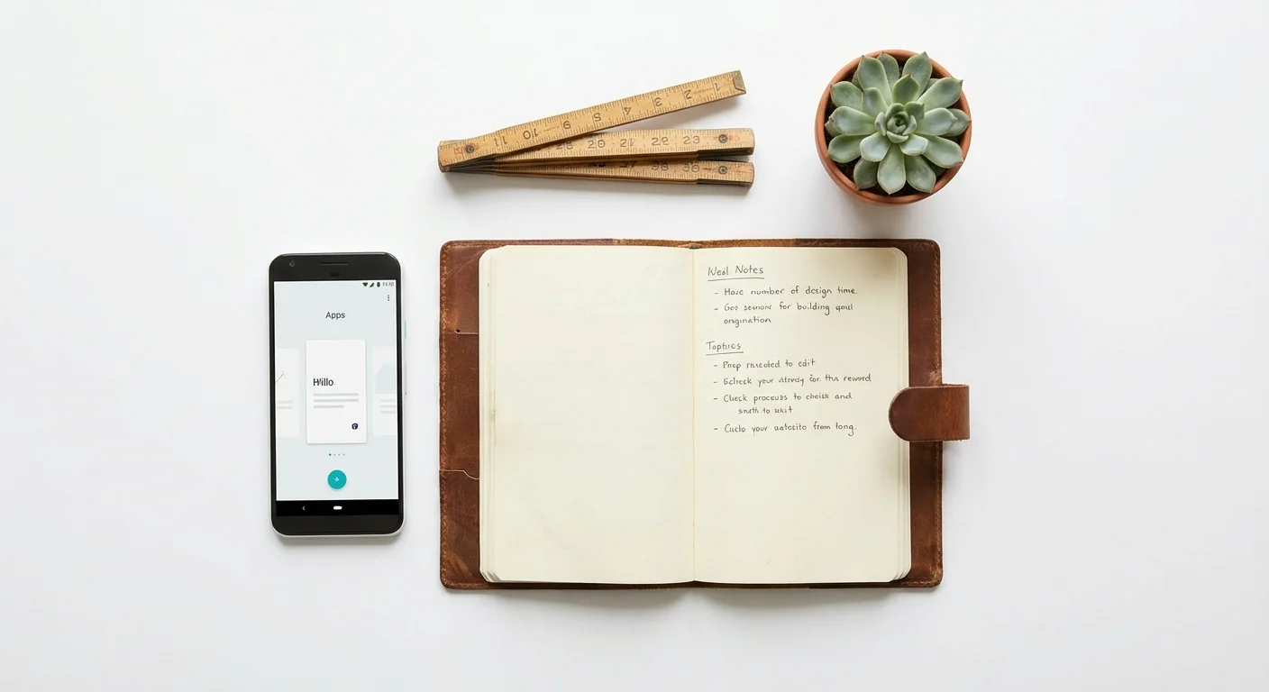 A clean, organized flat lay with a notebook and coffee, symbolizing clarity and financial focus.