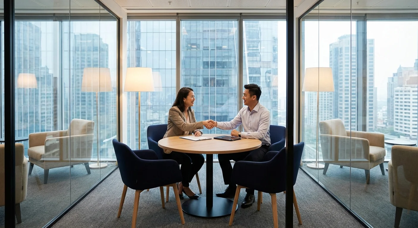 A couple discussing finances on a laptop together, representing debt consolidation planning.