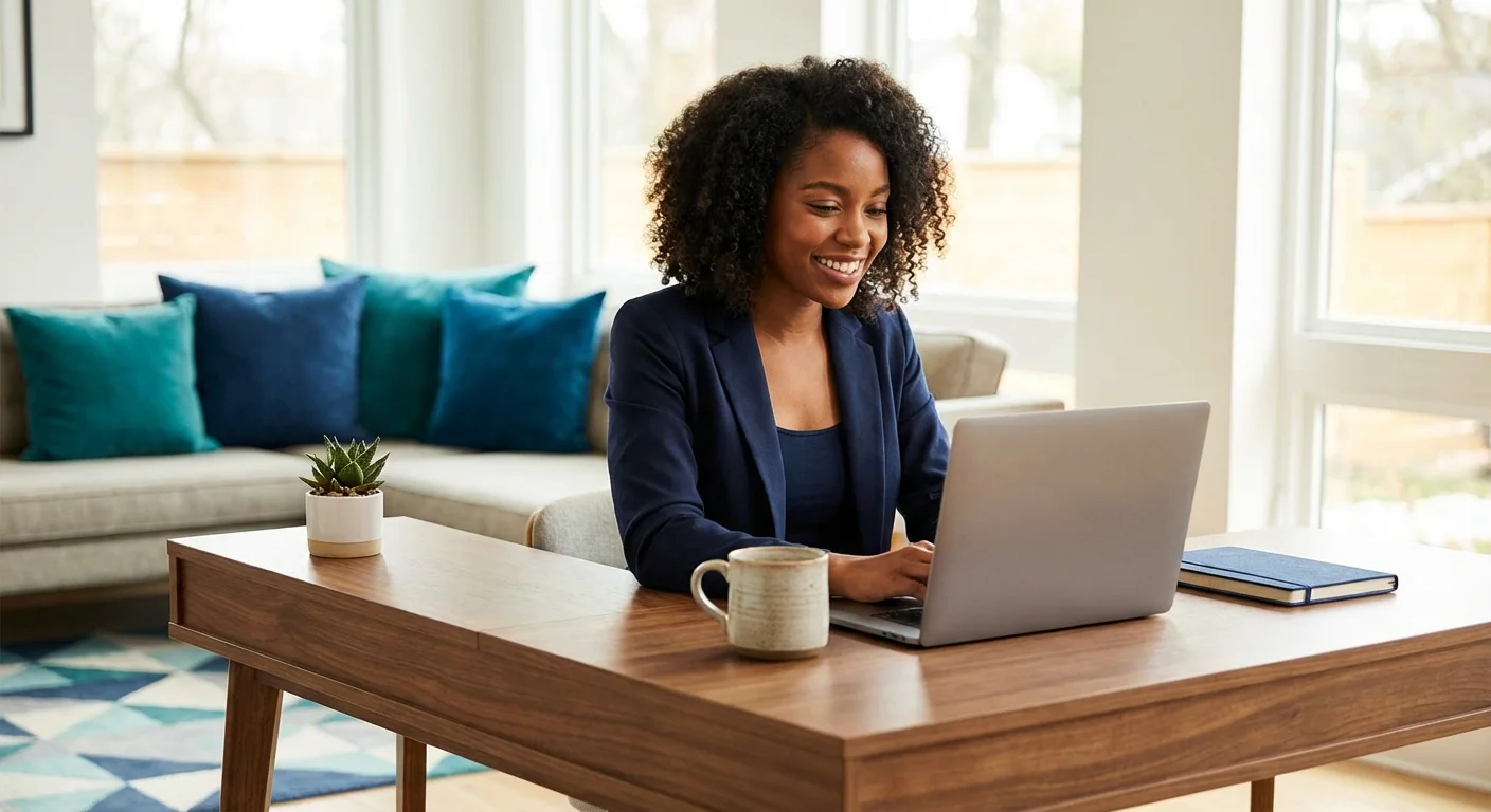 A hand adjusts a modern smart thermostat on a white wall.