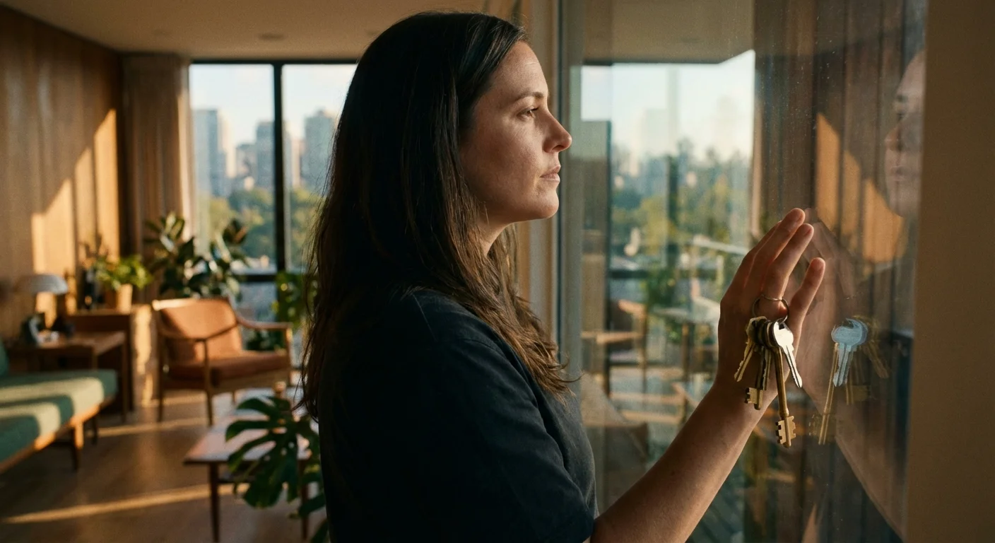 A man calmly reviewing financial information on a laptop in a clean, modern home office.