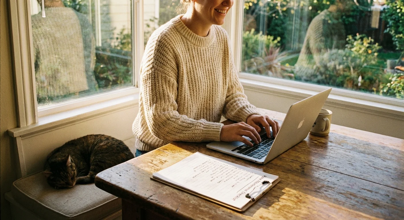 A person looking relaxed at home, symbolizing the security of having benefits.