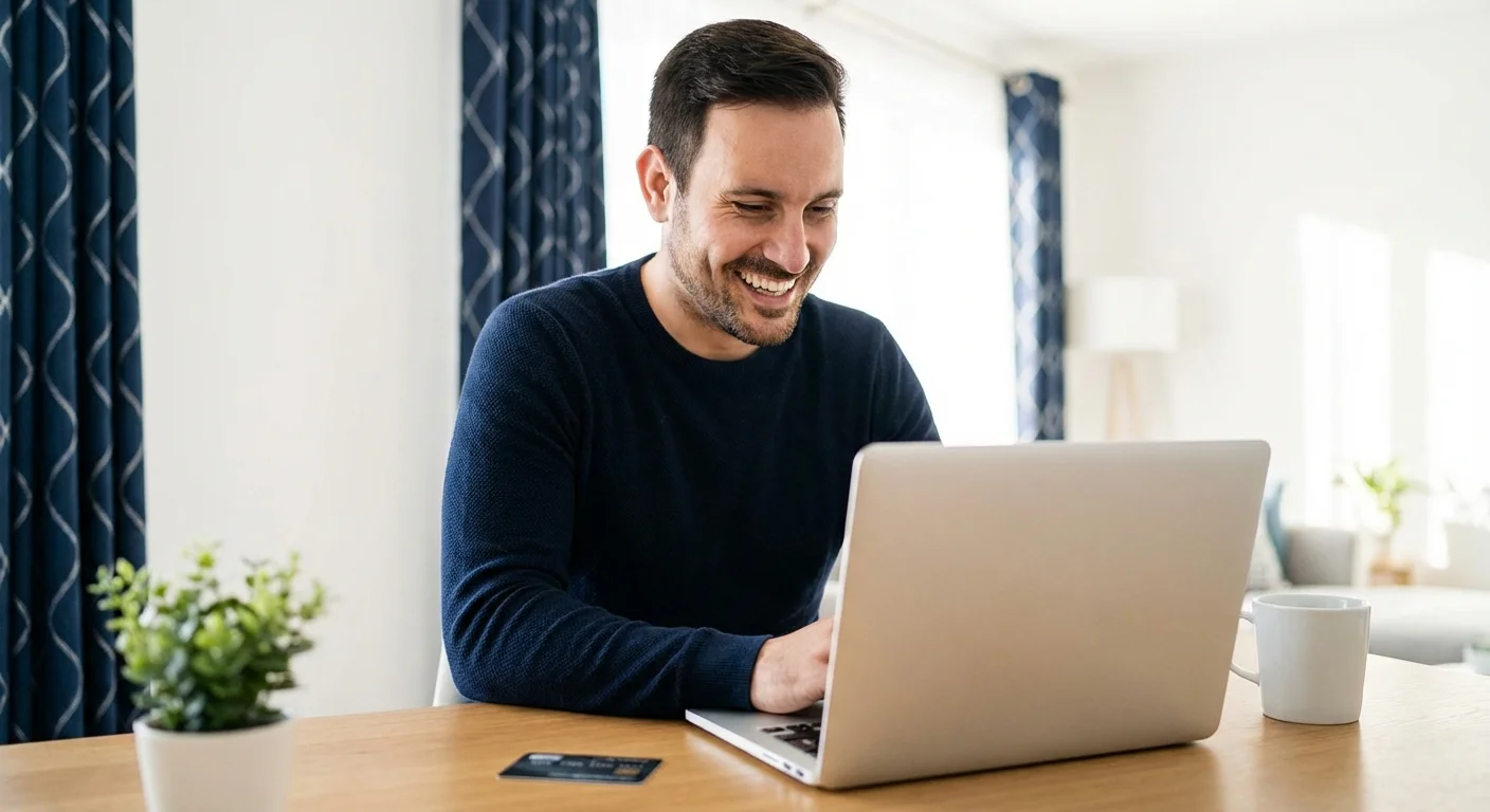 A person looking thoughtfully and cautiously at a document at a desk.