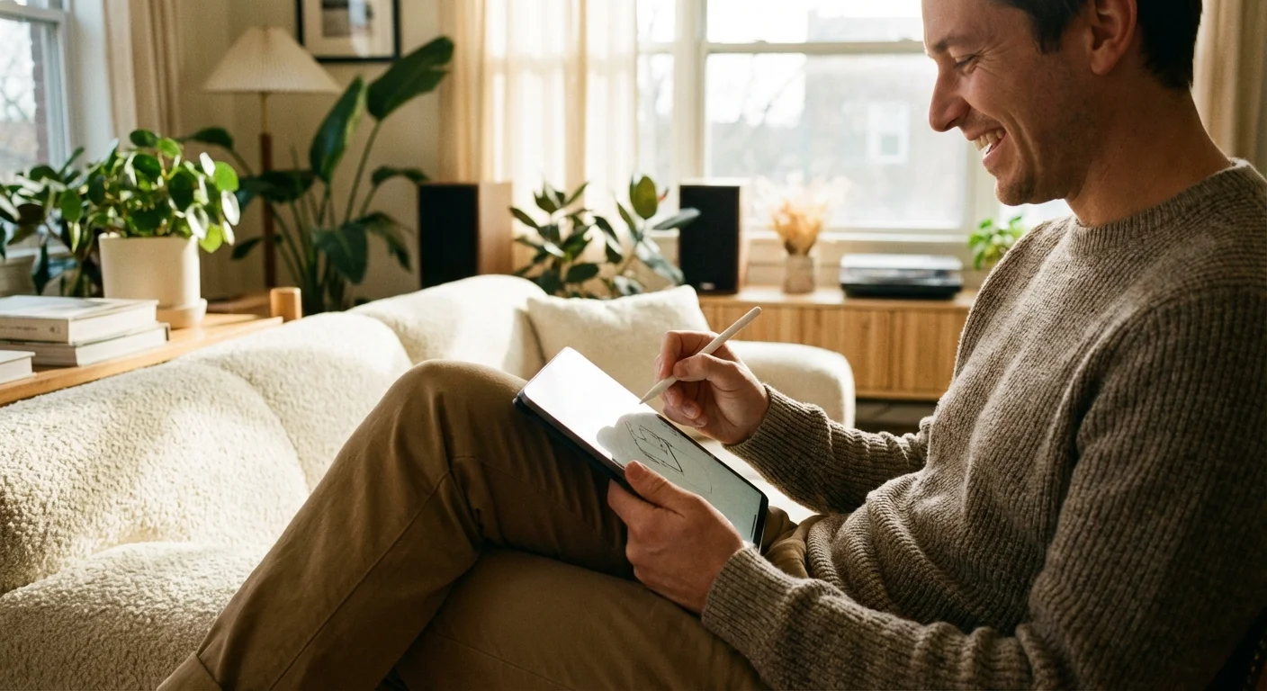 A person reviewing financial data in a peaceful home office setting.