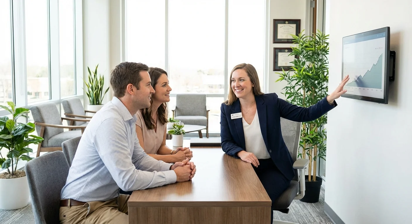 A person using a banking app in a bright kitchen, representing healthy financial habits.