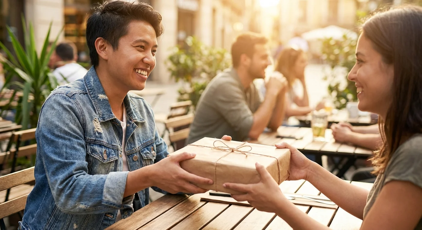 A relaxed couple walking in a park, representing the peace of mind that comes from values-based spending.