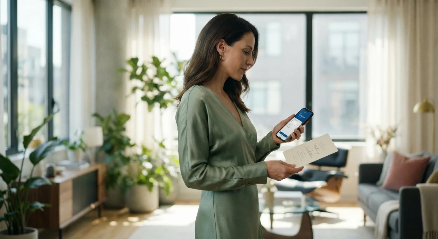 A woman setting up a new pet crate in a sunlit, modern apartment.