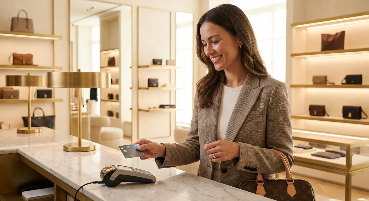 Hands organizing financial folders and a tablet on a wooden desk.