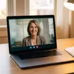 A woman reflecting in a sunlit room with a financial tablet nearby, symbolizing strategic debt planning.