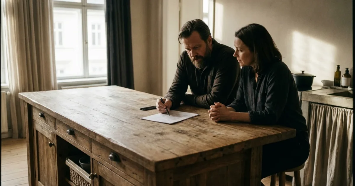 A savvy shopper carefully examining a designer coat at an outdoor outlet mall.