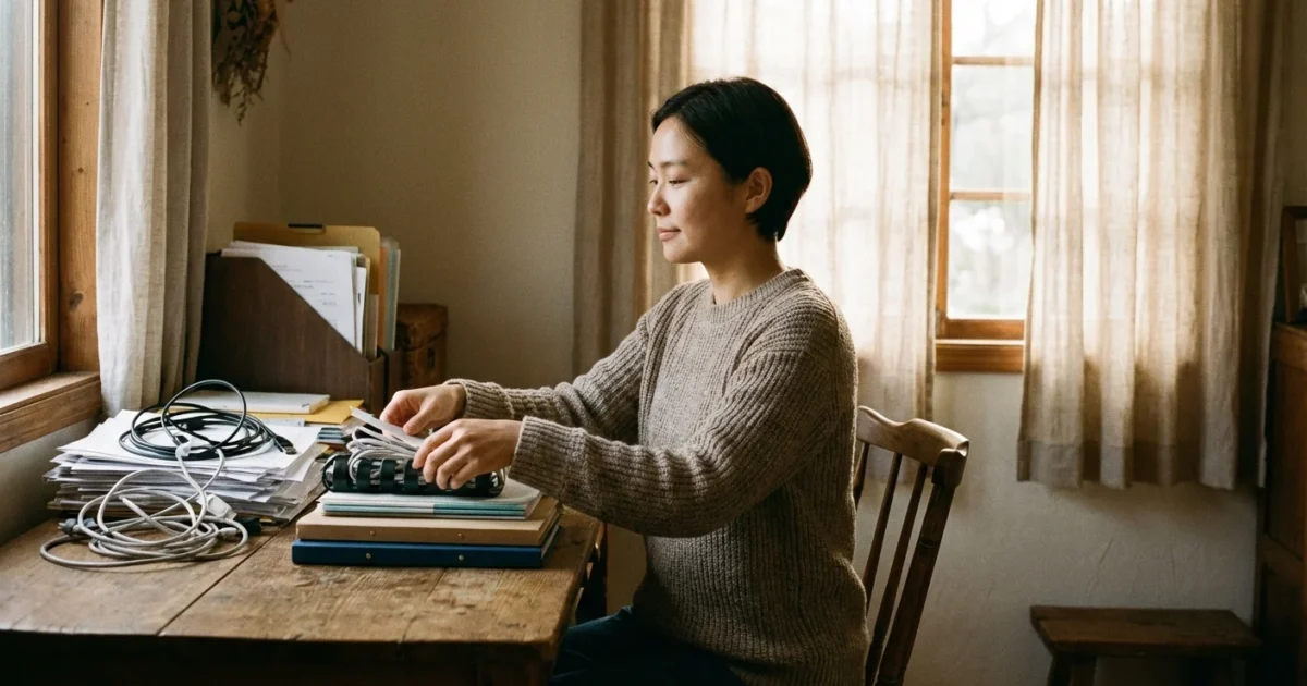 A couple in a bright living room planning their budget on a tablet with their new puppy.