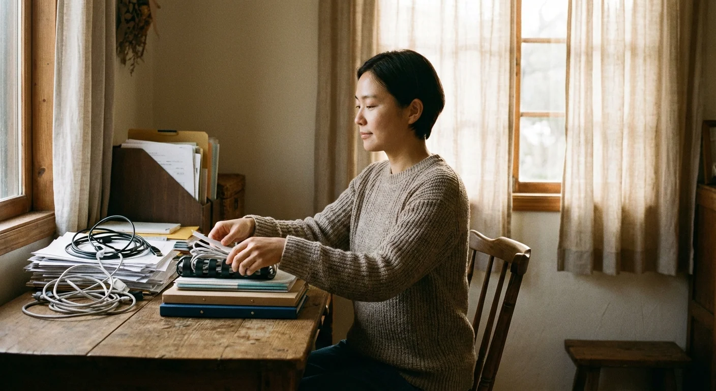 A couple in a bright living room planning their budget on a tablet with their new puppy.