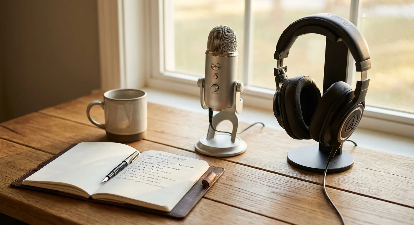 Top-down view of one person handing a small envelope to another over a wooden table.
