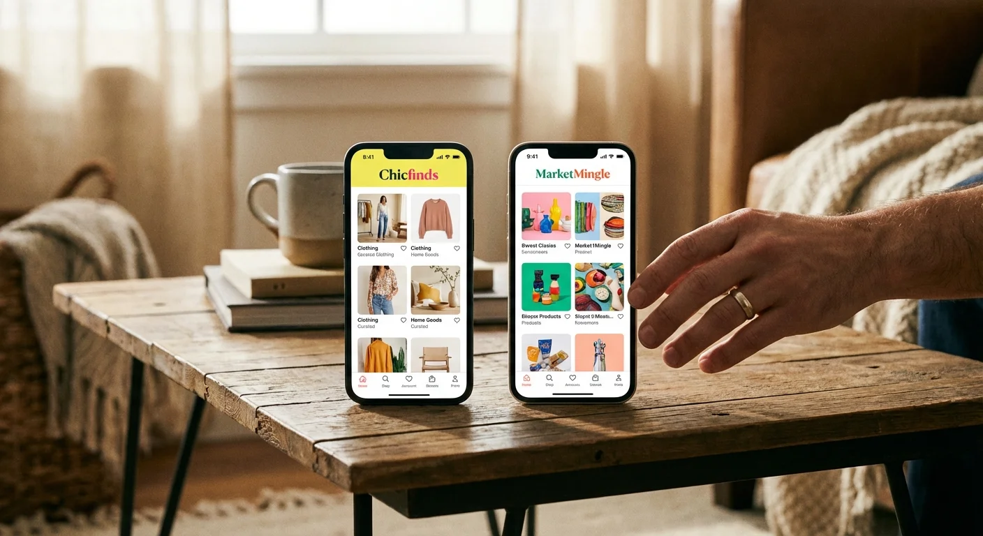 Top-down view of organized cards and a laptop on a desk.